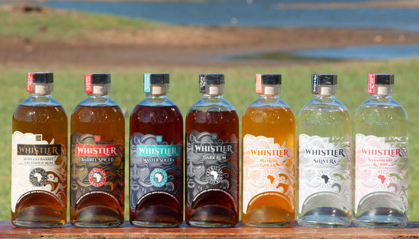 Whistler Rum Family Whistler Dark Rum, Solera Rum, Spiced Rum, Barrel Exchange Rum, Naartjie & Ginger Flavoured Rum, Silivera White Rum, Strawberry & Lime Flavoured Rum